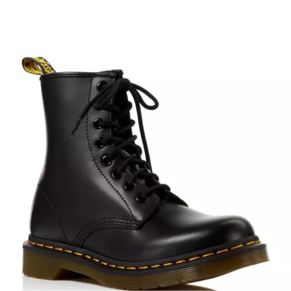 Dr. Martens Black Ankle Boots with Yellow Stitching